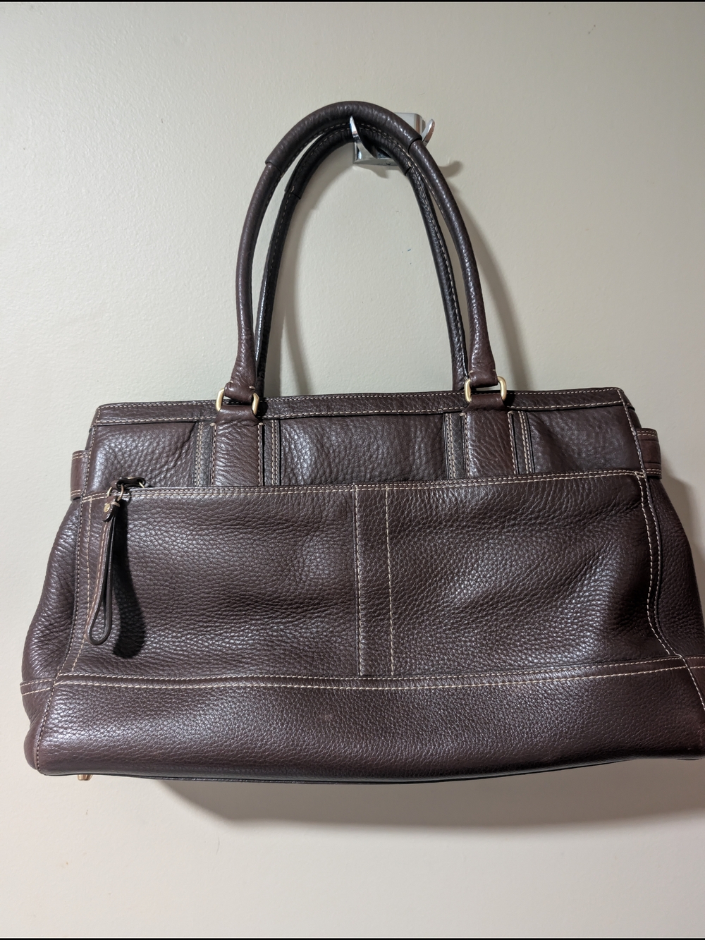 Vintage Coach Hamptons Carryall Travel Tote - Brown Pebbled Leather - Picture 4 of 9